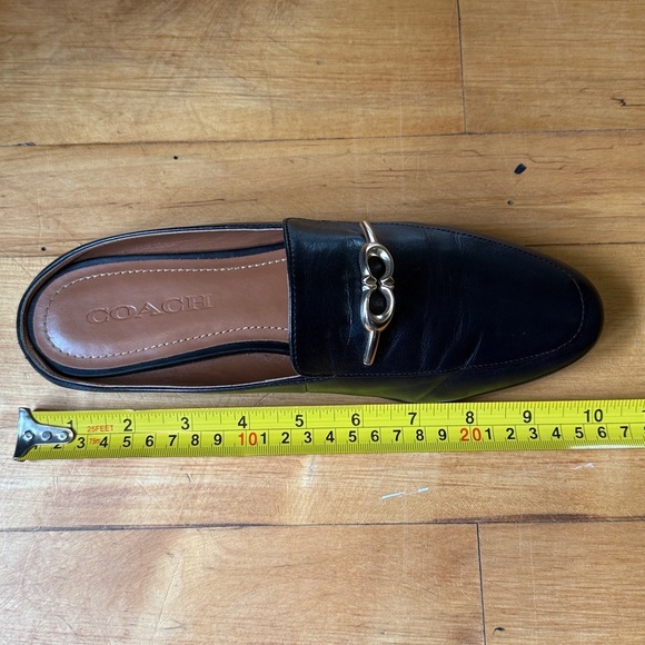 COACH Sienna Leather Slide Loafer Shoes Mule Black Gold Women's sz 7 - Picture 8 of 9